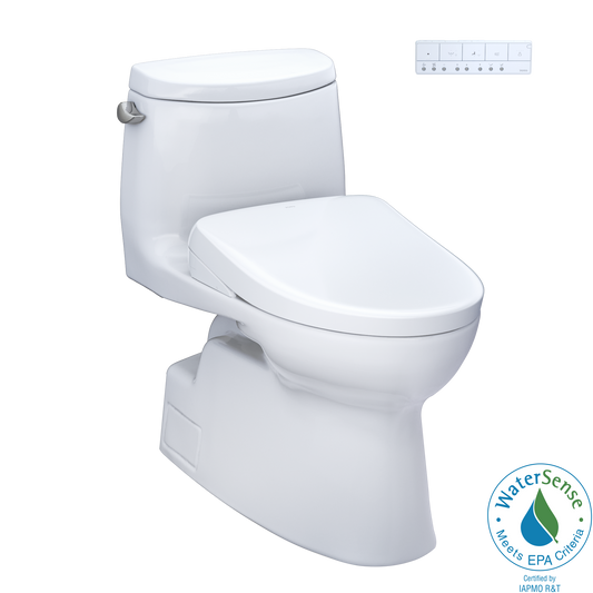 TOTO® WASHLET®+ Carlyle® II One-Piece Elongated 1.28 GPF Toilet with Auto Flush WASHLET®+ S7A Contemporary Bidet Seat, Cotton White - MW6144736CEFGA#01