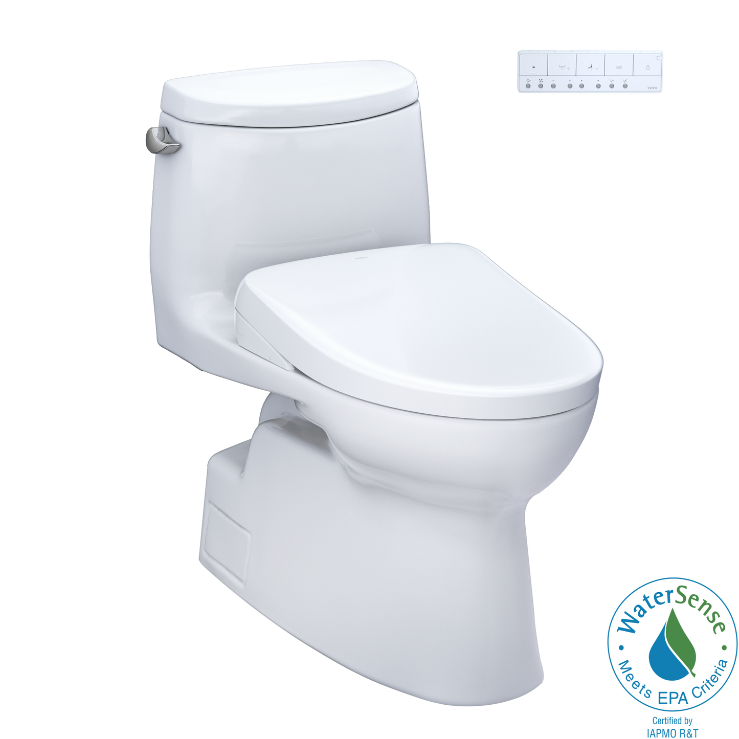 TOTO® WASHLET®+ Carlyle® II One-Piece Elongated 1.28 GPF Toilet with Auto Flush WASHLET®+ S7 Contemporary Bidet Seat, Cotton White - MW6144726CEFGA#01