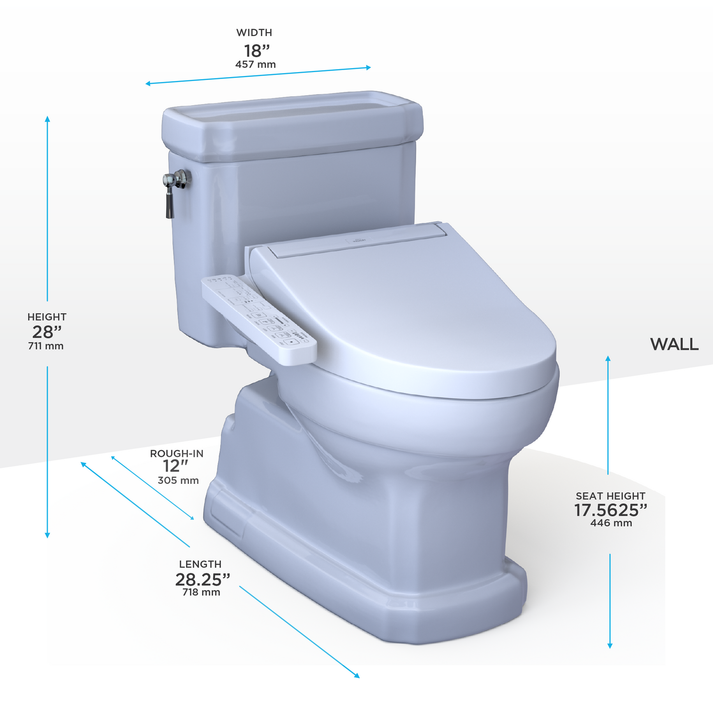 TOTO® WASHLET®+ Eco Guinevere® Elongated 1.28 GPF Universal Height Toilet with C2 Bidet Seat, Cotton White - MW9743074CEFG#01
