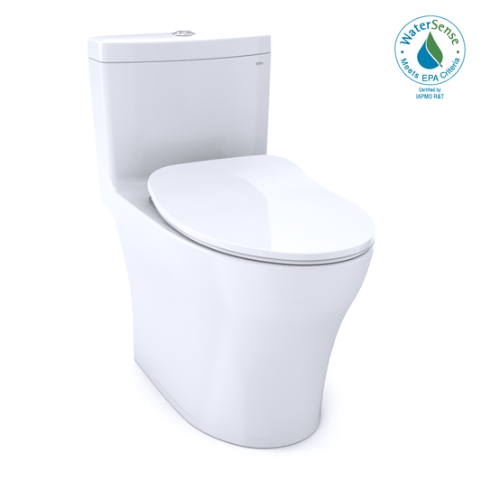 TOTO® Aquia® IV One-Piece Elongated Dual Flush 1.28 and 0.9 GPF Universal Height, WASHLET®+ Ready Toilet with CEFIONTECT®, Cotton White- MS646234CEMFGN#01