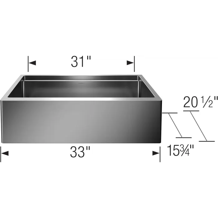 Dimensions of Blanco 33" Quatrus Farmhouse Sink
