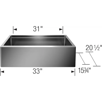 Dimensions of Blanco 33" Quatrus Farmhouse Sink