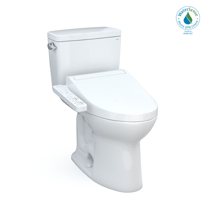 TOTO® Drake® WASHLET®+ Two-Piece Elongated 1.28 GPF TORNADO FLUSH® Toilet with C2 Bidet Seat, Cotton White - MW7763074CEG#01