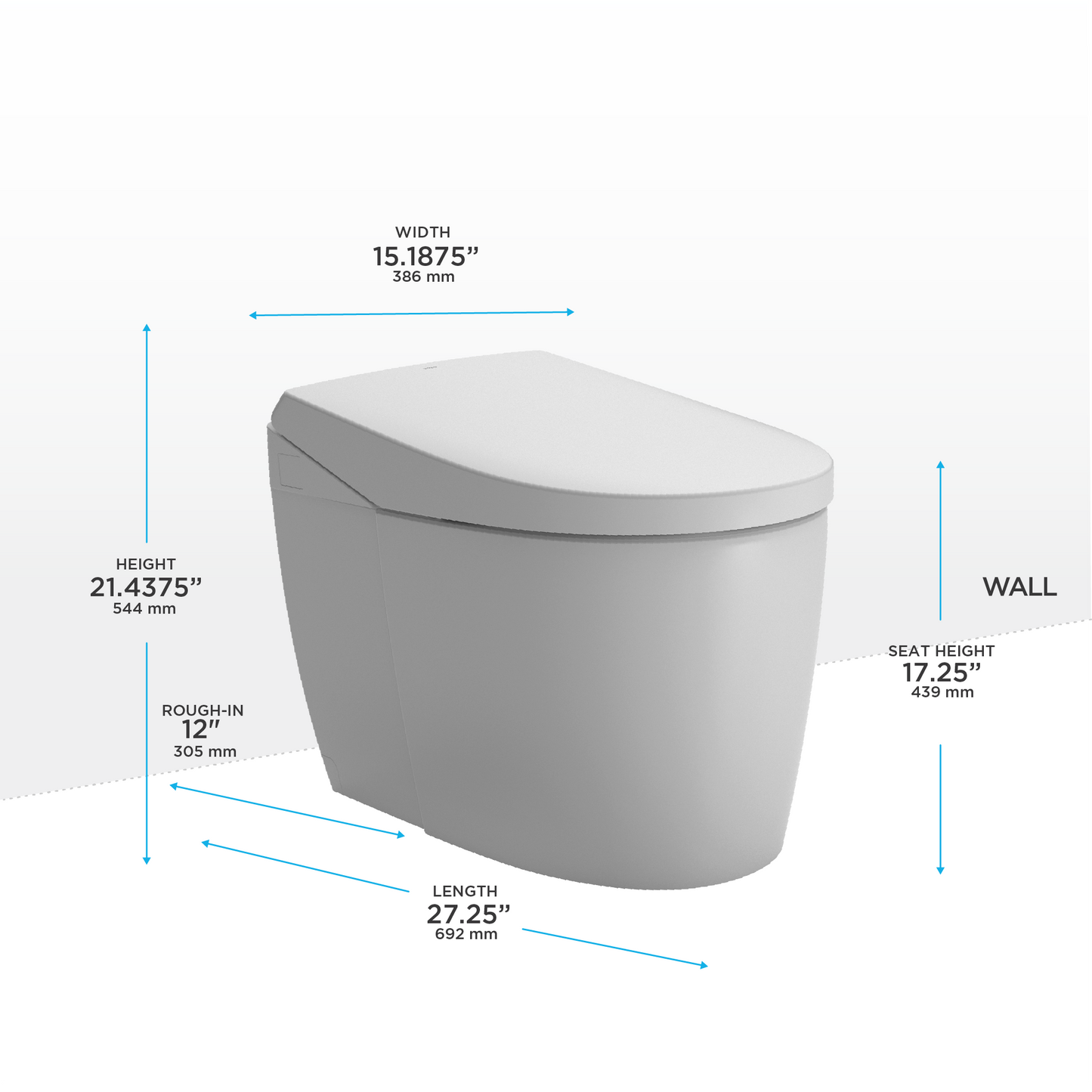 NEOREST® AS Dual Flush 1.0 or 0.8 GPF Toilet with Intergeated Bidet Seat and EWATER+, Cotton White - MS8551CUMFG#01