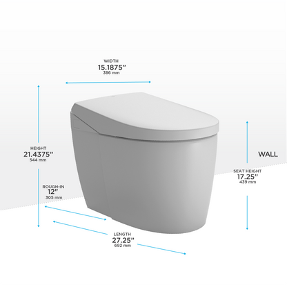 NEOREST® AS Dual Flush 1.0 or 0.8 GPF Toilet with Intergeated Bidet Seat and EWATER+, Cotton White - MS8551CUMFG#01