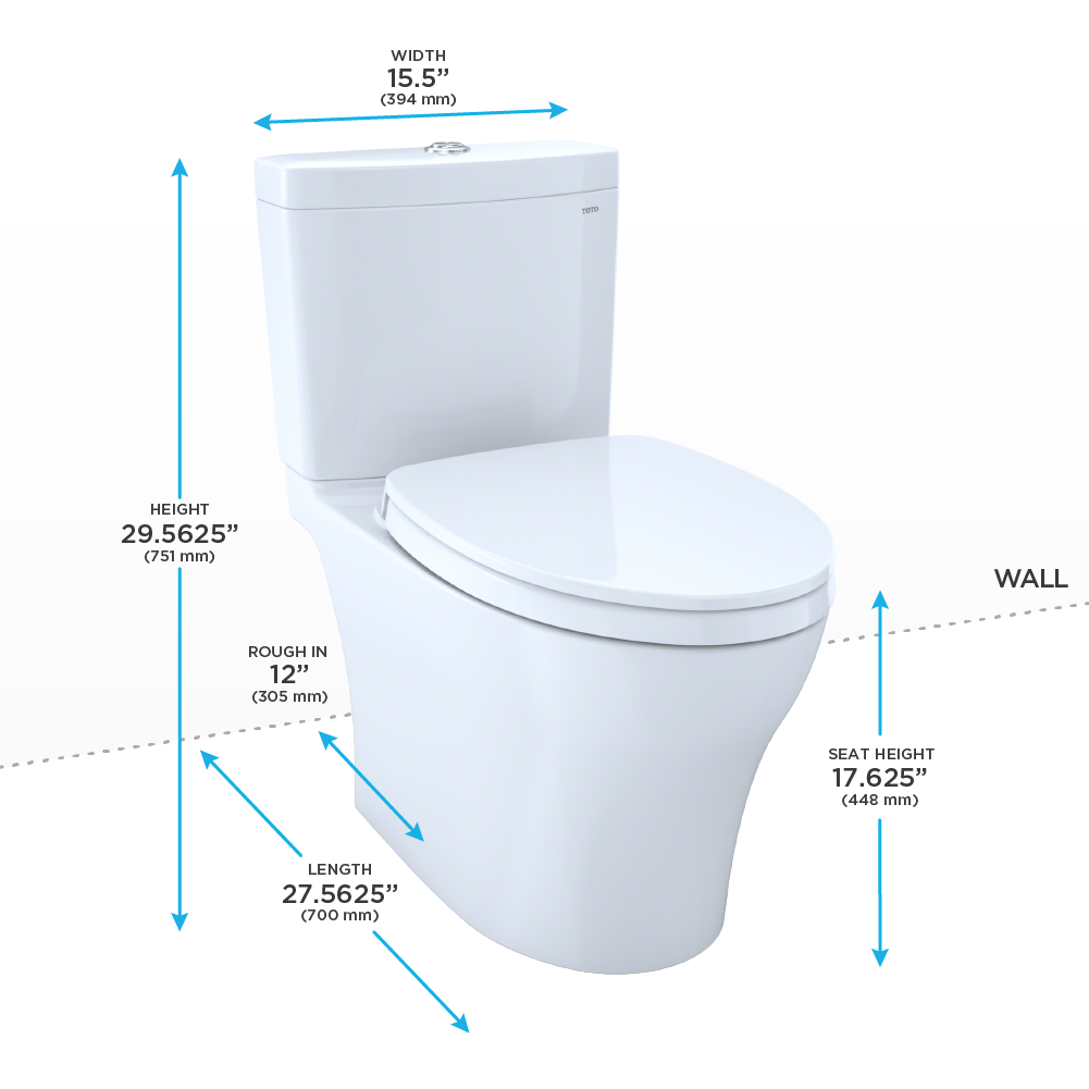 TOTO® Aquia® IV Two-Piece Elongated Dual Flush 1.28 and 0.9 GPF Universal Height Toilet, WASHLET®+ Ready, Ebony - MS446124CEMFN#51