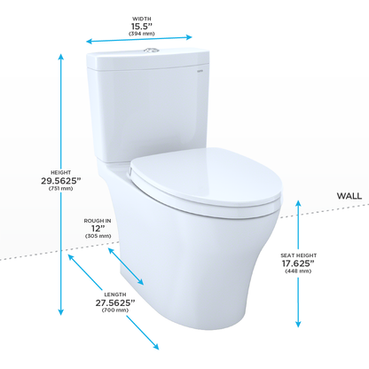 TOTO® Aquia® IV Two-Piece Elongated Dual Flush 1.28 and 0.9 GPF Universal Height Toilet, WASHLET®+ Ready, Ebony - MS446124CEMFN#51