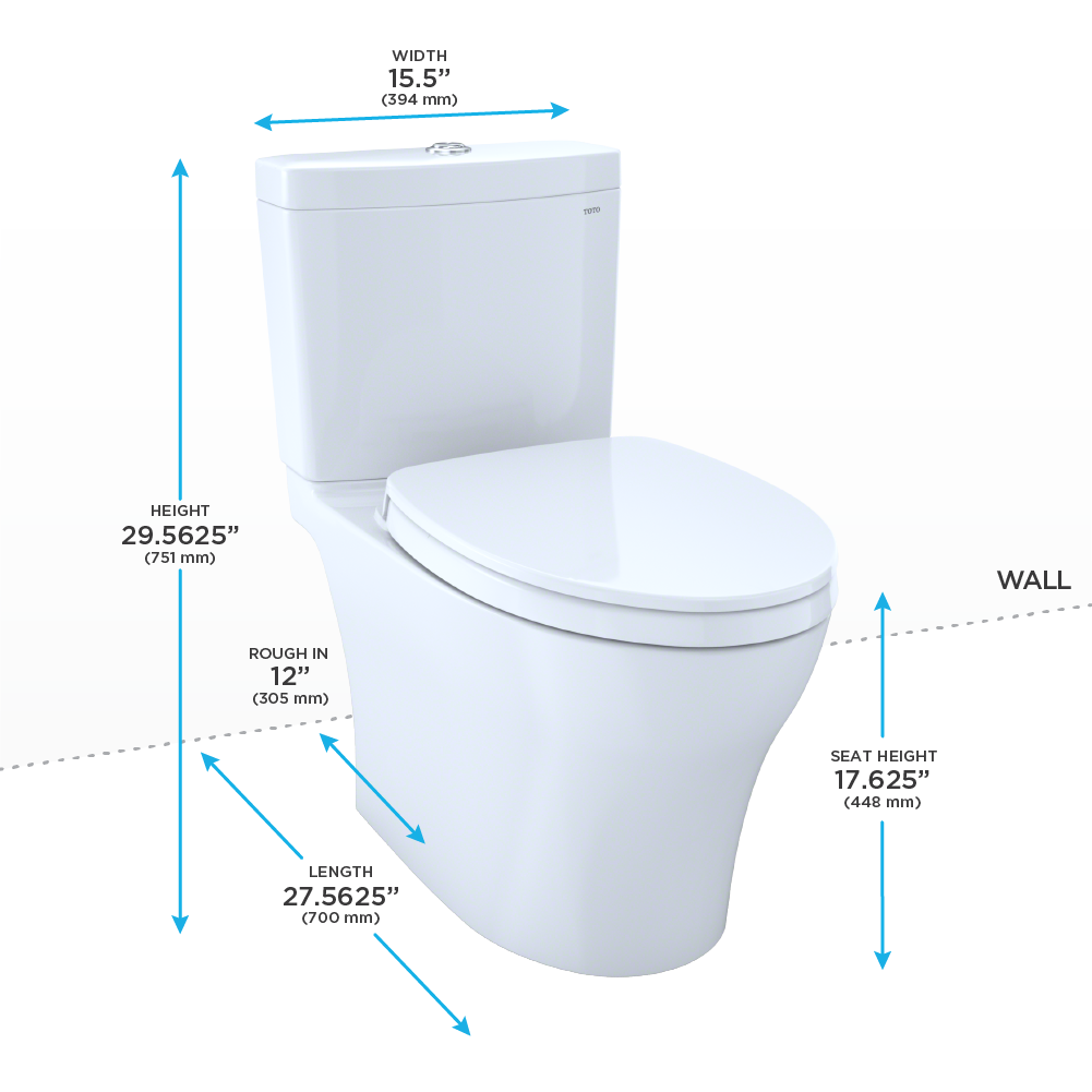 TOTO® Aquia® IV Two-Piece Elongated Dual Flush 1.28 and 0.9 GPF Universal Height Toilet with CEFIONTECT®, WASHLET®+ Ready - MS446124CEMFGN