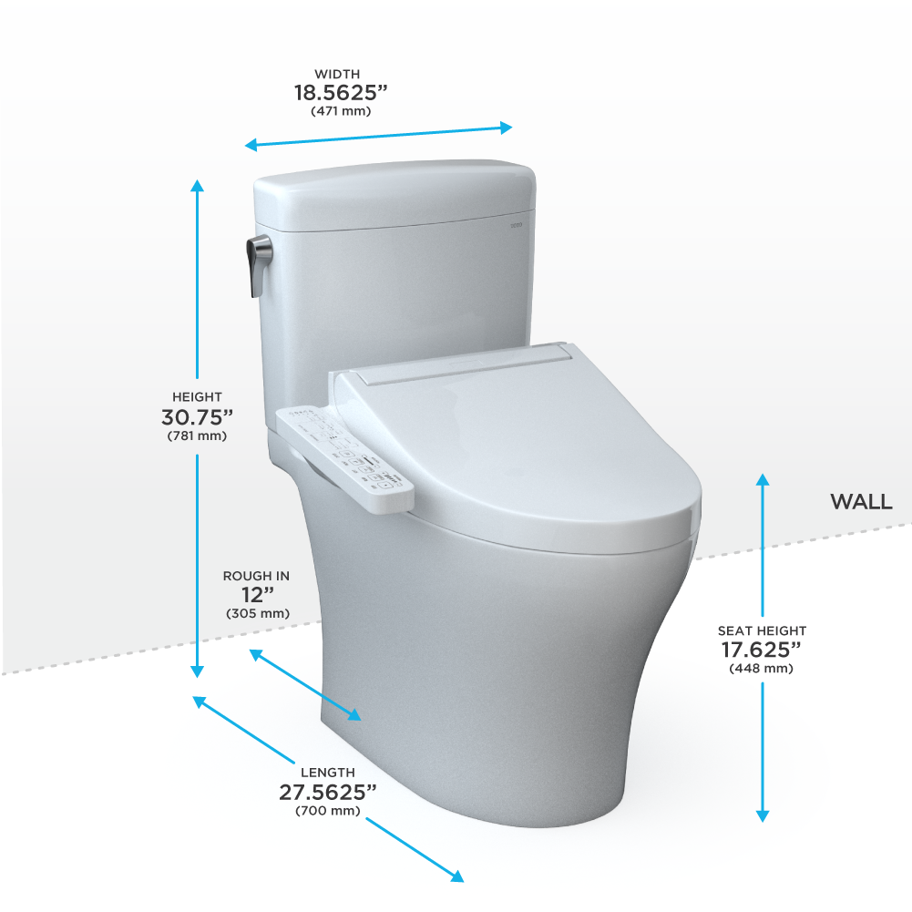 TOTO® WASHLET®+ Aquia IV® Cube Two-Piece Elongated Dual Flush 1.28 and 0.9 GPF Toilet with C2 Bidet Seat, Cotton White - MW4363074CEMFGN#01