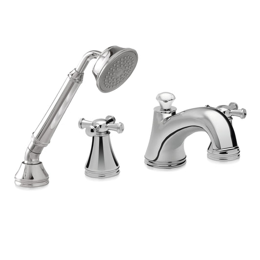 TOTO® Vivian™ Two Cross Handle Deck-Mount Roman Tub Filler Trim with Hand Shower, Polished Chrome - TB220S#CP