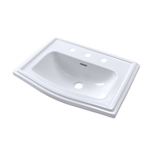 TOTO® Clayton® Rectangular Self-Rimming Drop-In Bathrrom Sink for 8 Inch Center Faucets, Cotton White - LT781.8#01