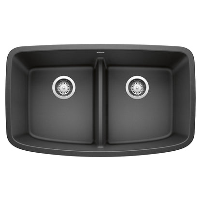 Valea Silgranit 32" 50/50 Double Bowl Undermount Kitchen Sink with Low Divide - Anthracite - 442200