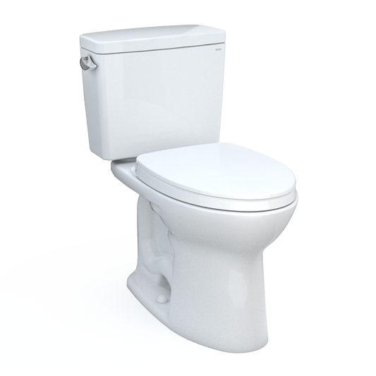 TOTO® Drake® Two-Piece Elongated 1.6 GPF Universal Height TORNADO FLUSH® Toilet with CEFIONTECT® and SoftClose® Seat, WASHLET®+ Ready, Cotton White - MS776124CSFG#01
