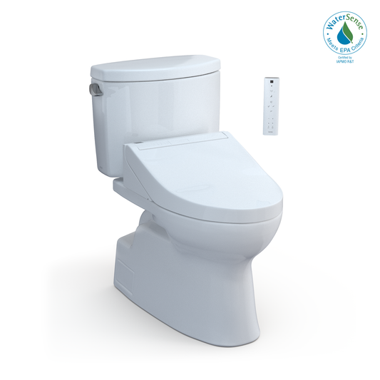 TOTO® WASHLET+® Vespin® II Two-Piece Elongated 1.28 GPF Toilet and WASHLET+® C5 Bidet Seat, Cotton White - MW4743084CEFG#01