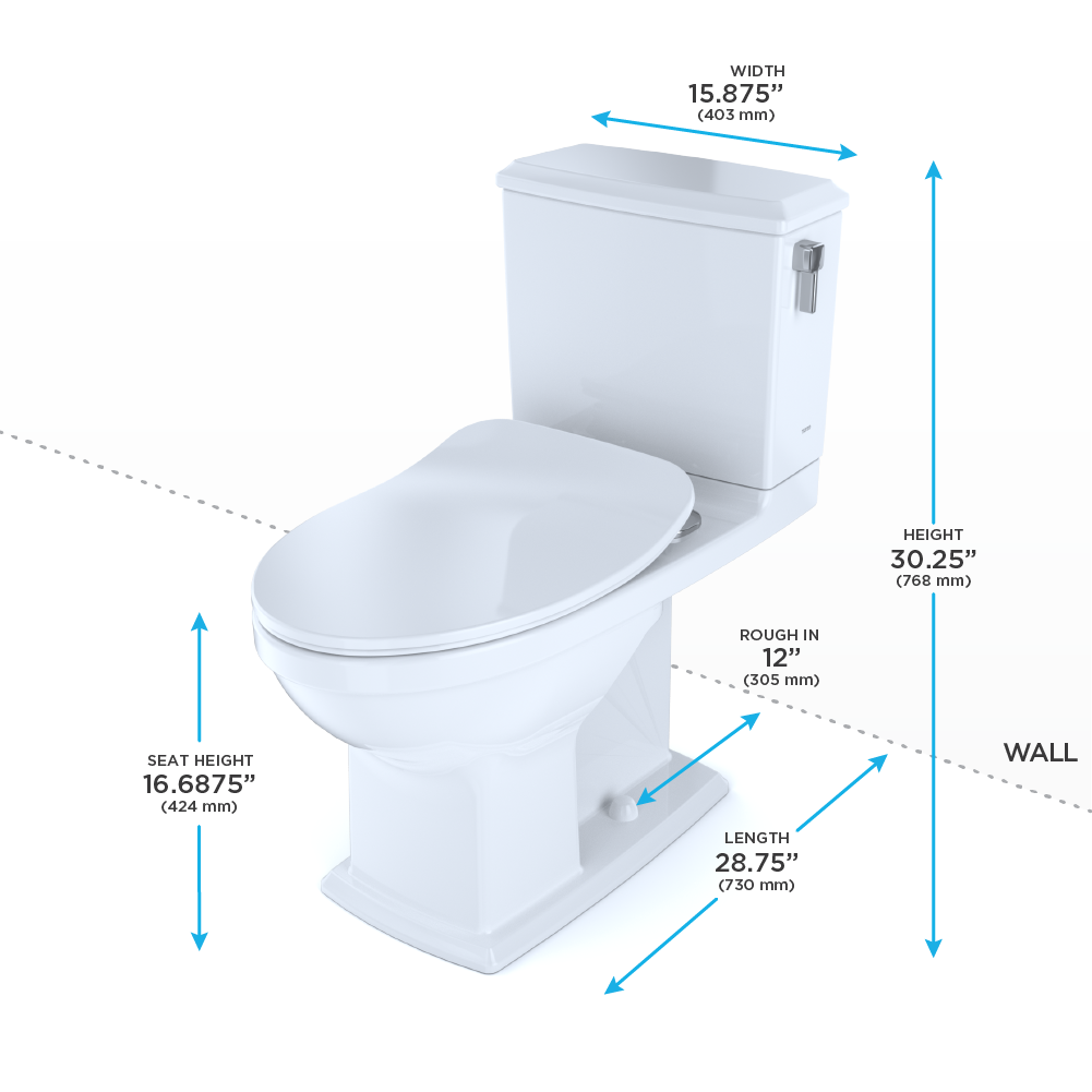 TOTO® Connelly® Two-Piece Elongated Dual Flush 1.28 and 0.9 GPF with CEFIONTECT® and Right Lever, WASHLET®+ Ready, Cotton White - MS494234CEMFRG#01