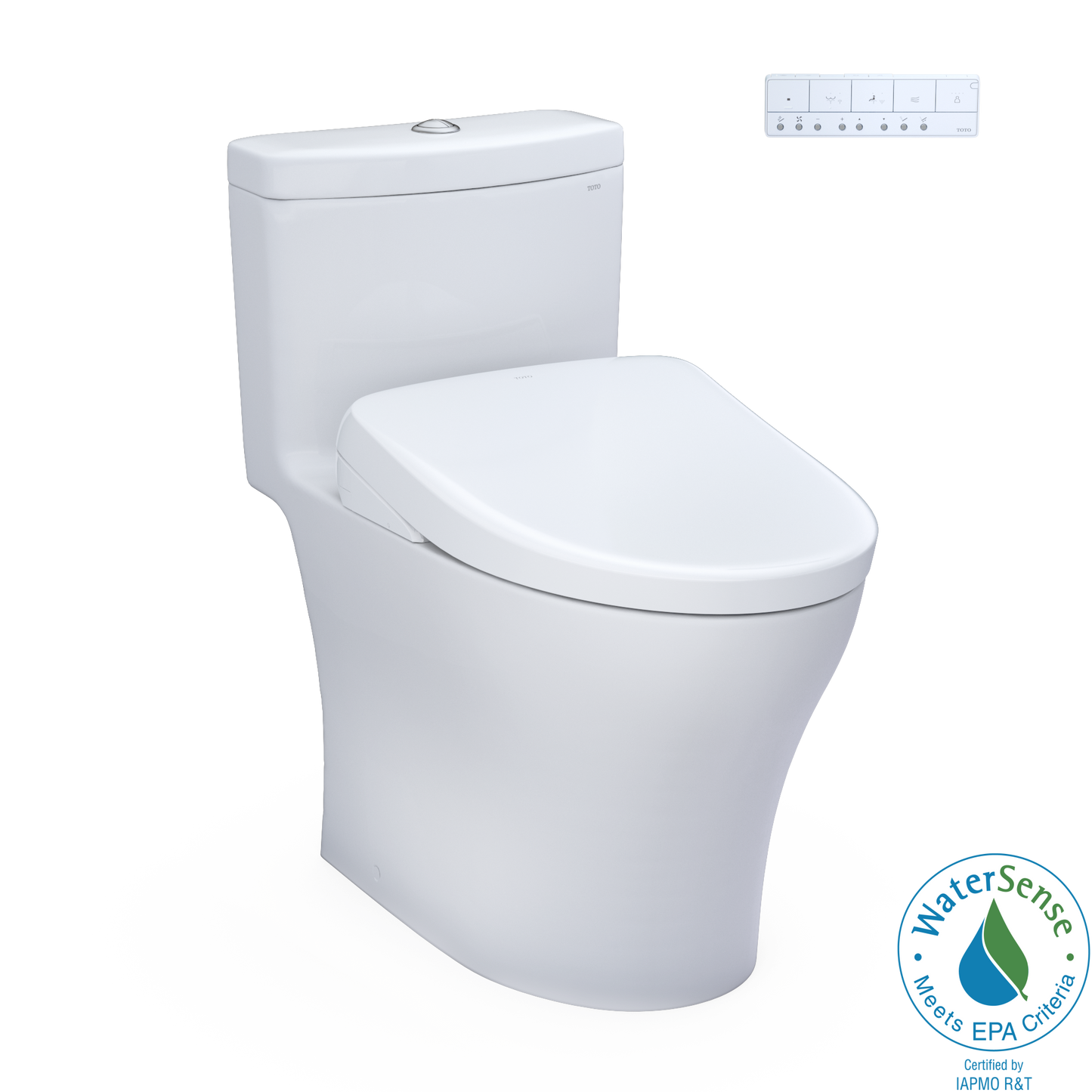 TOTO® WASHLET®+ Aquia® IV One-Piece Elongated Dual Flush 1.28 and 0.9 GPF Toilet with Auto Flush S7 Contemporary Bidet Seat, Cotton White - MW6464726CEMFGNA#01