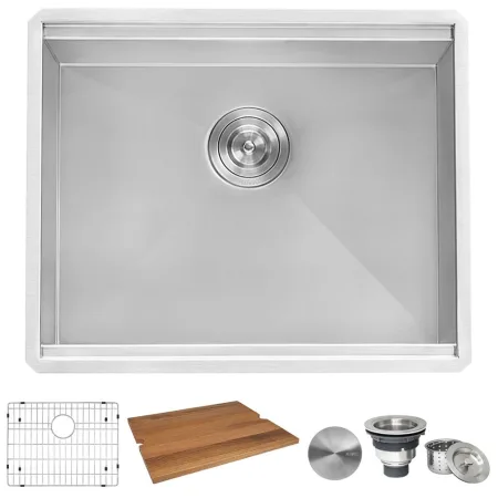 Ruvati 23" Workstation Ledge Bar Prep Kitchen Sink Undermount 16 Gauge Stainless Steel Single Bowl - RVH8308