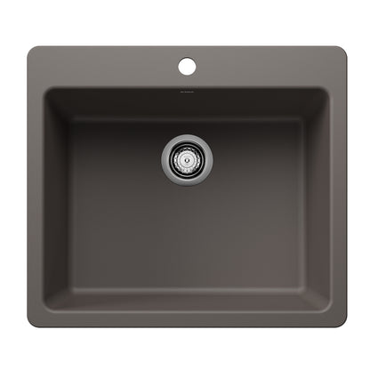 Liven Silgranit 25" Single Bowl Dual Mount Kitchen Sink - Anthracite - 443219