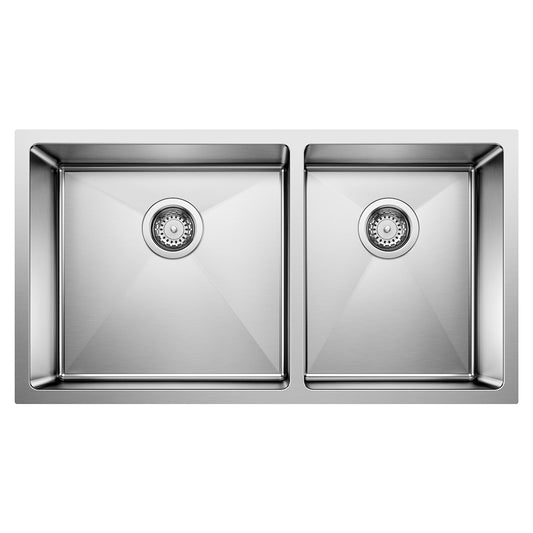 Quatrus R15 33" 60/40 Double Bowl Undermount Stainless Steel Kitchen Sink - 443150