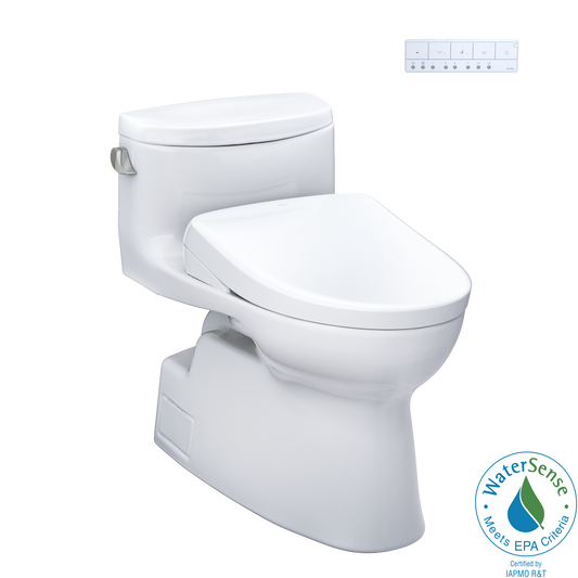 TOTO® WASHLET®+ Carolina® II One-Piece Elongated 1.28 GPF Toilet and WASHLET®+ S7 Contemporary Bidet Seat, Cotton White - MW6444736CEFG#01