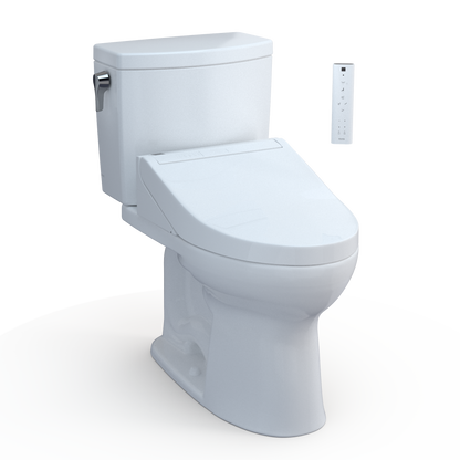 TOTO® WASHLET+® Drake® II 1G® Two-Piece Elongated 1.0 GPF Toilet and WASHLET+® C5 Bidet Seat, Cotton White - MW4543084CUFG#01