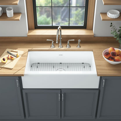 American Standard Delancey® 33 x 22-Inch Cast Iron 4-Hole Undermount Single-Bowl Apron Front Kitchen Sink - 77SB33220A Kitchen Sink American Standard   