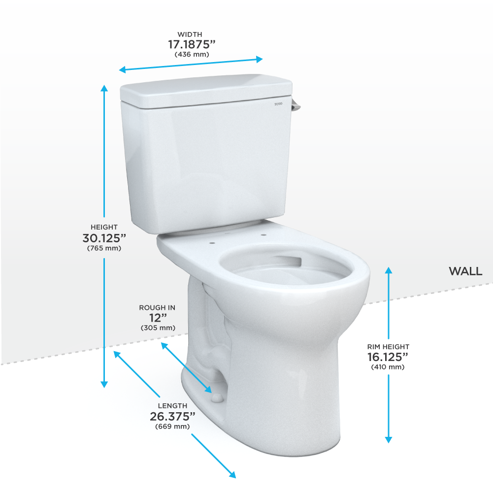 TOTO® Drake® Two-Piece Round 1.28 GPF Universal Height TORNADO FLUSH® Toilet with CEFIONTECT®, Cotton White - CST775CEFRG#01