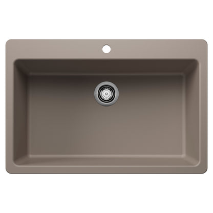 Liven Silgranit 33" Super Single Dual Mount Kitchen Sink - Anthracite - 443195