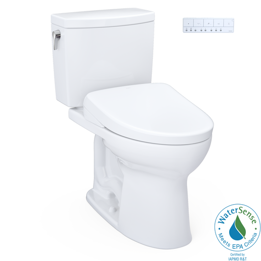 TOTO® WASHLET®+ Drake® II 1G® Two-Piece Elongated 1.0 GPF Toilet with Auto Flush WASHLET®+ S7A Contemporary Bidet Seat, Cotton White - MW4544736CUFGA#01