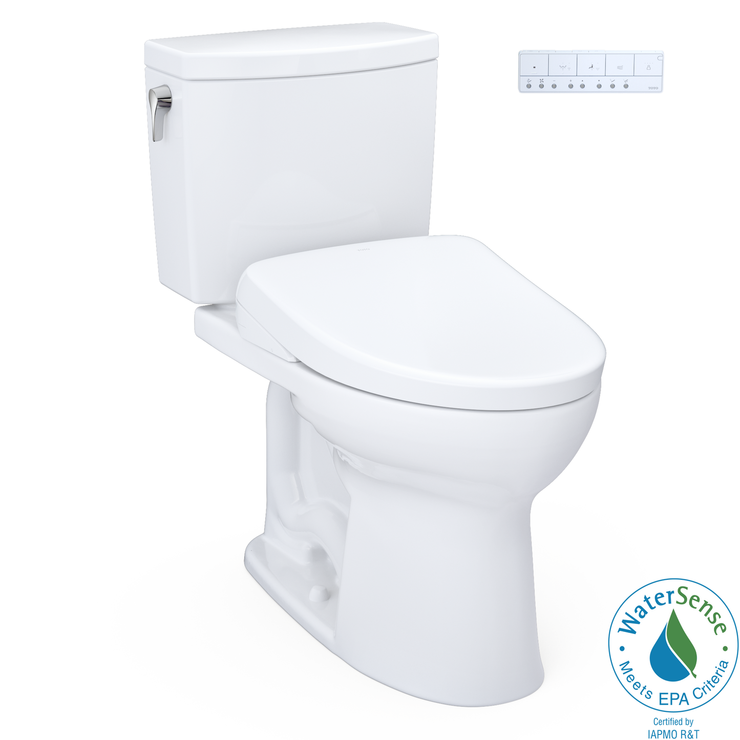 TOTO® WASHLET®+ Drake® II 1G® Two-Piece Elongated 1.0 GPF Toilet with Auto Flush WASHLET®+ S7A Contemporary Bidet Seat, Cotton White - MW4544736CUFGA#01