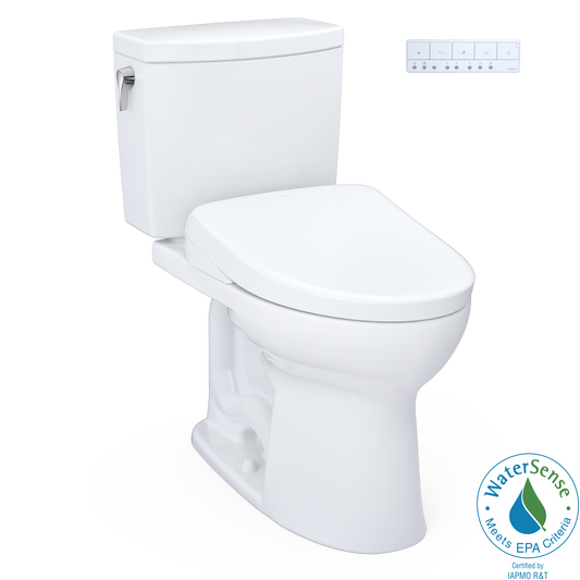 TOTO® WASHLET®+ Drake® II 1G® Two-Piece Elongated 1.0 GPF Toilet and WASHLET®+ S7 Contemporary Bidet Seat, Cotton White - MW4544726CUFG#01