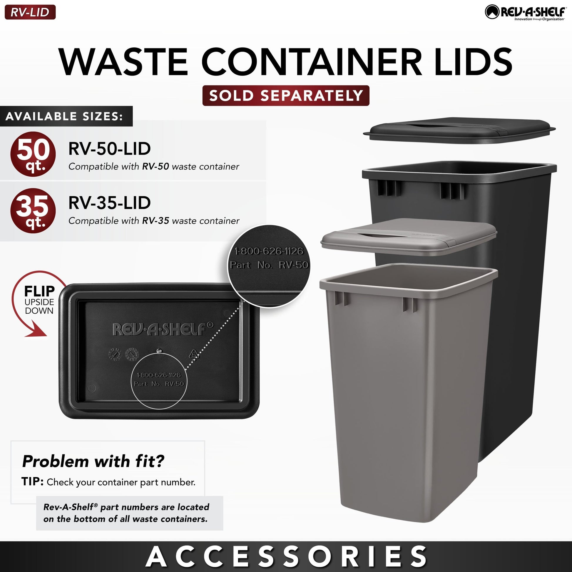 Rev-A-Shelf - Aluminum Pull Out Trash/Waste Container with Soft Open/Close - 5149-18DM-217