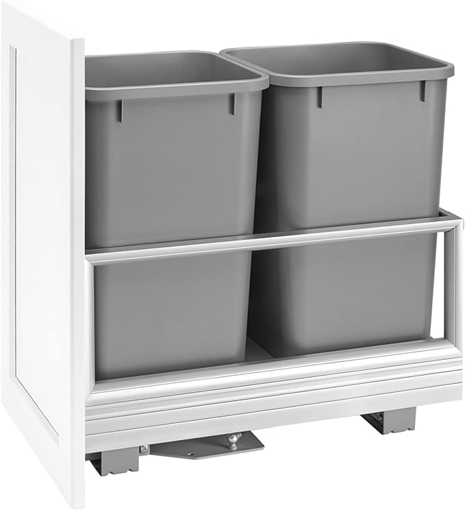 Rev-A-Shelf - Aluminum Pull Out Trash/Waste Container with Soft Open/Close - 5149-18DM-217
