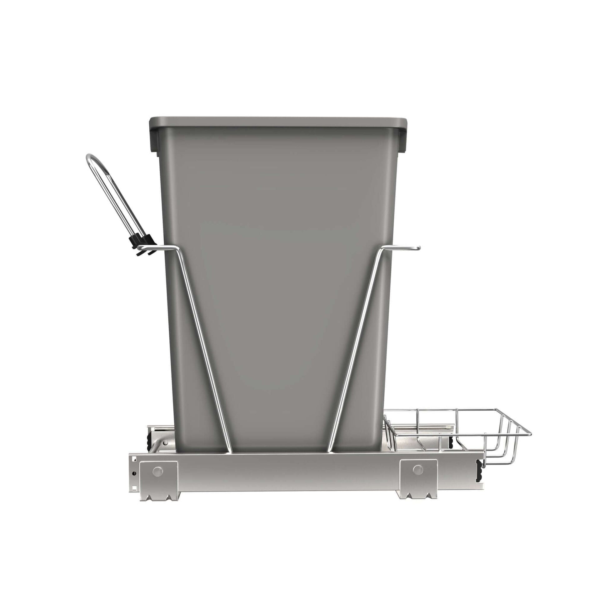 Rev-A-Shelf - Chrome Steel Pull Out Waste/Trash Container w/Rear Basket Storage - RV-12KD-17C S