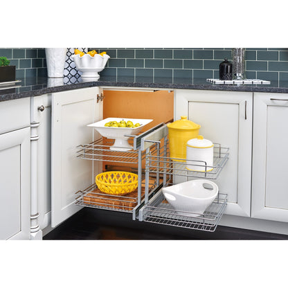 Rev-A-Shelf - Steel 2-Tier Pull Out Organizer for Blind Corner Cabinets - 5PSP-18-CR