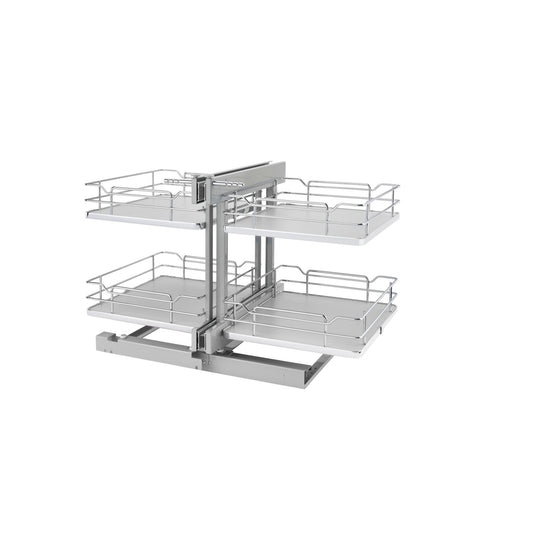Rev-A-Shelf - Steel 2-Tier Pull Out Solid Bottom Organizer for Blind Corner Cabinets w/Soft Close - 53PSP-18SC-GR