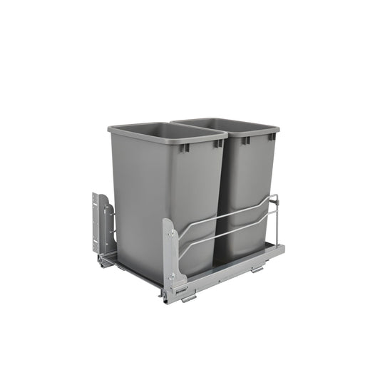 Rev-A-Shelf - Steel Bottom Mount Double Pull Out Waste/Trash Container w/Soft Close - 53WC-1835SCDM-217
