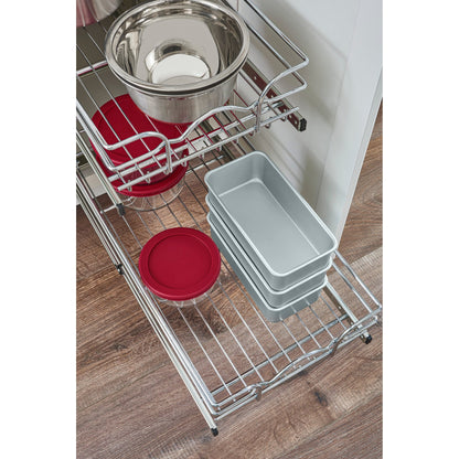 Rev-A-Shelf - Two-Tier Bottom Mount Pull Out Steel Wire Organizer - 5WB2-1222CR-1