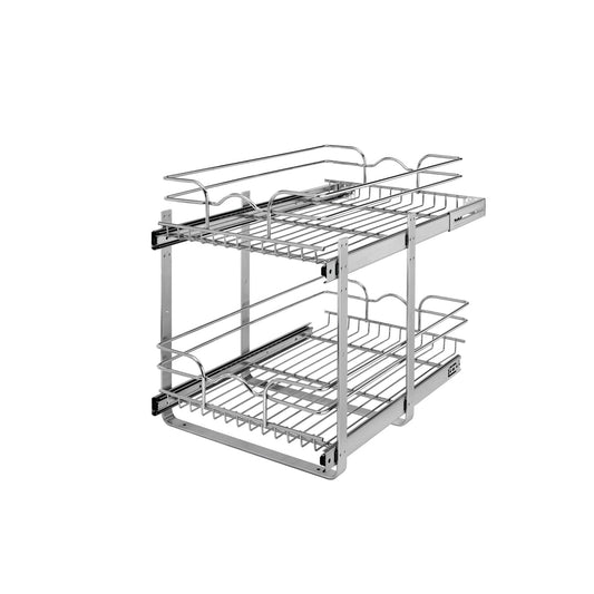 Rev-A-Shelf - Two-Tier Bottom Mount Pull Out Steel Wire Organizer - 5WB2-1522CR-1