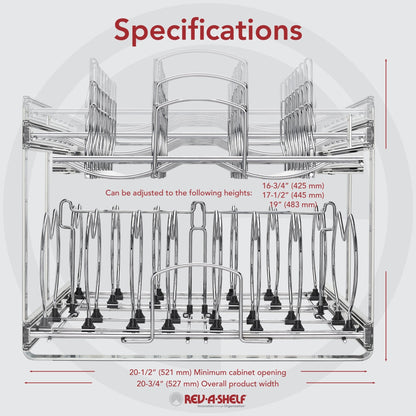 Rev-A-Shelf - Two-Tier Steel Wire Pull Out Cookware Cabinet Organizer - 5CW2-2122-CR