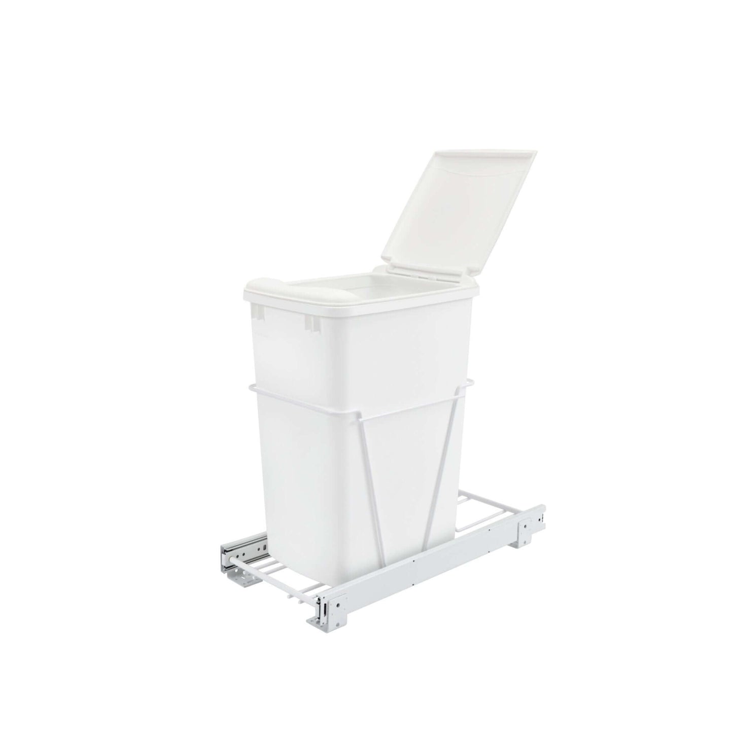 Rev-A-Shelf - White Steel Pull Out Waste/Trash Container w/included lid - RV-12PB-L