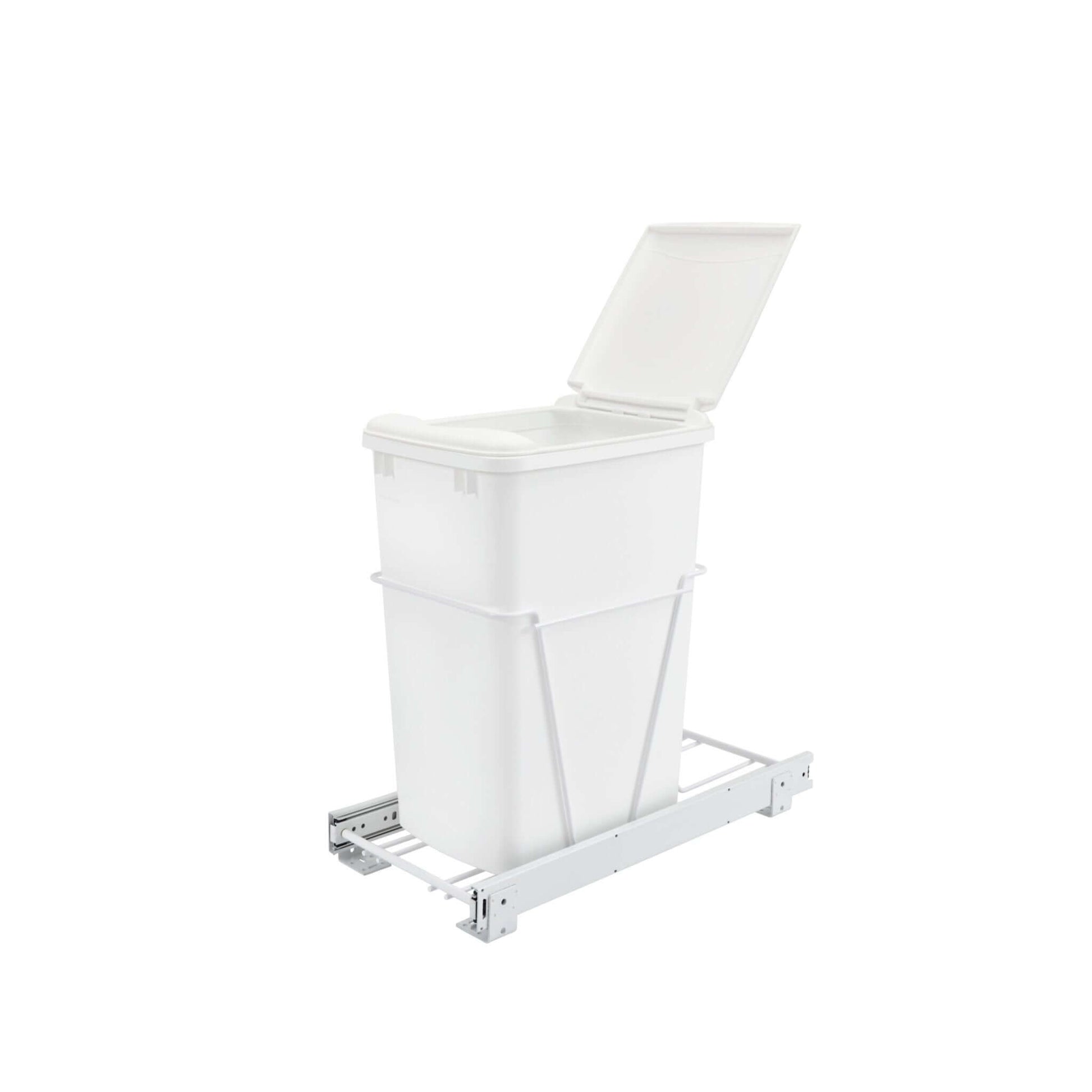 Rev-A-Shelf - White Steel Pull Out Waste/Trash Container w/included lid - RV-12PB-L