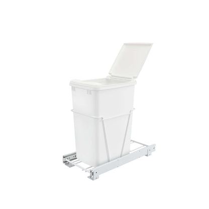 Rev-A-Shelf - White Steel Pull Out Waste/Trash Container w/included lid - RV-12PB-L