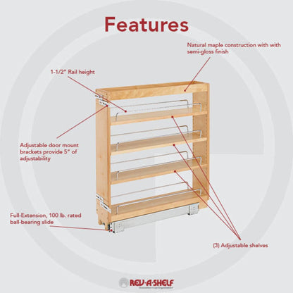 Rev-A-Shelf - Wood Base Cabinet Pull Out Organizer - 448-BC-5C