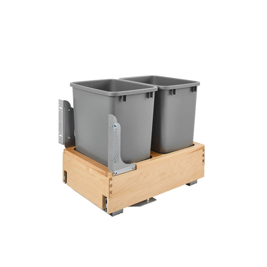 Rev-A-Shelf - Wood Pull Out Trash/Waste Container with Soft/Open Close - 4WCBM-18DM-2