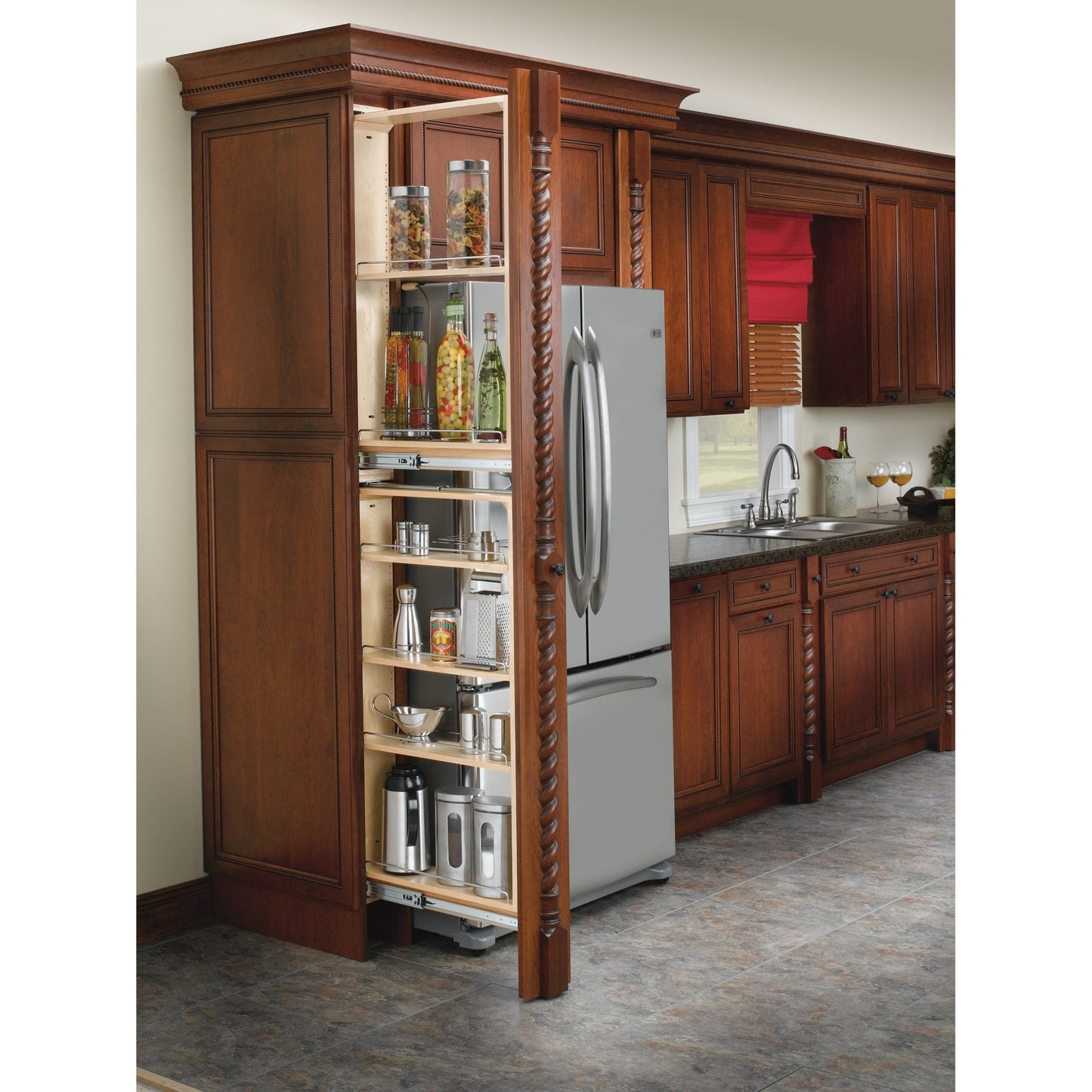 Rev-A-Shelf - Wood Tall Filler Pull Out Organizer for New Kitchen Applications - 432-TF39-6C