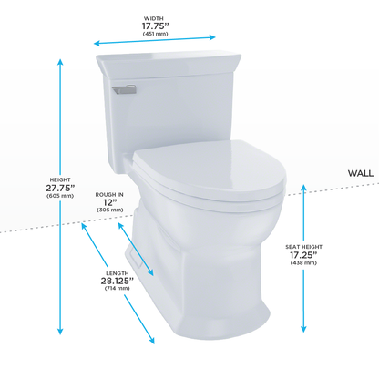 TOTO® Eco Soirée® One Piece Elongated 1.28 GPF Universal Height Skirted Toilet with CEFIONTECT - MS964214CEFG