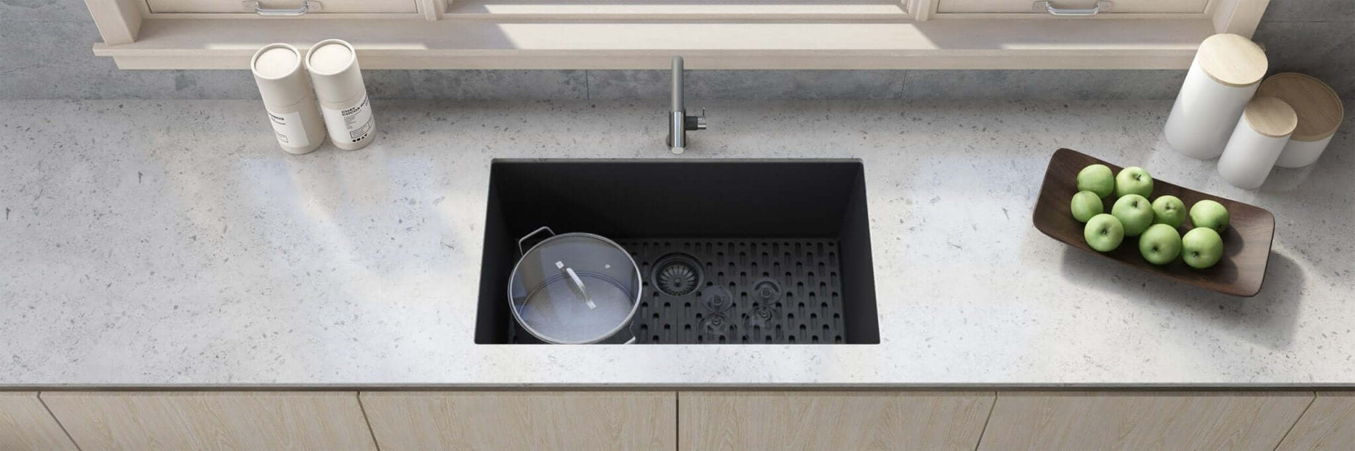 Ruvati 30" x 18" Granite Composite Undermount Single Bowl Kitchen Sink - RVG2030