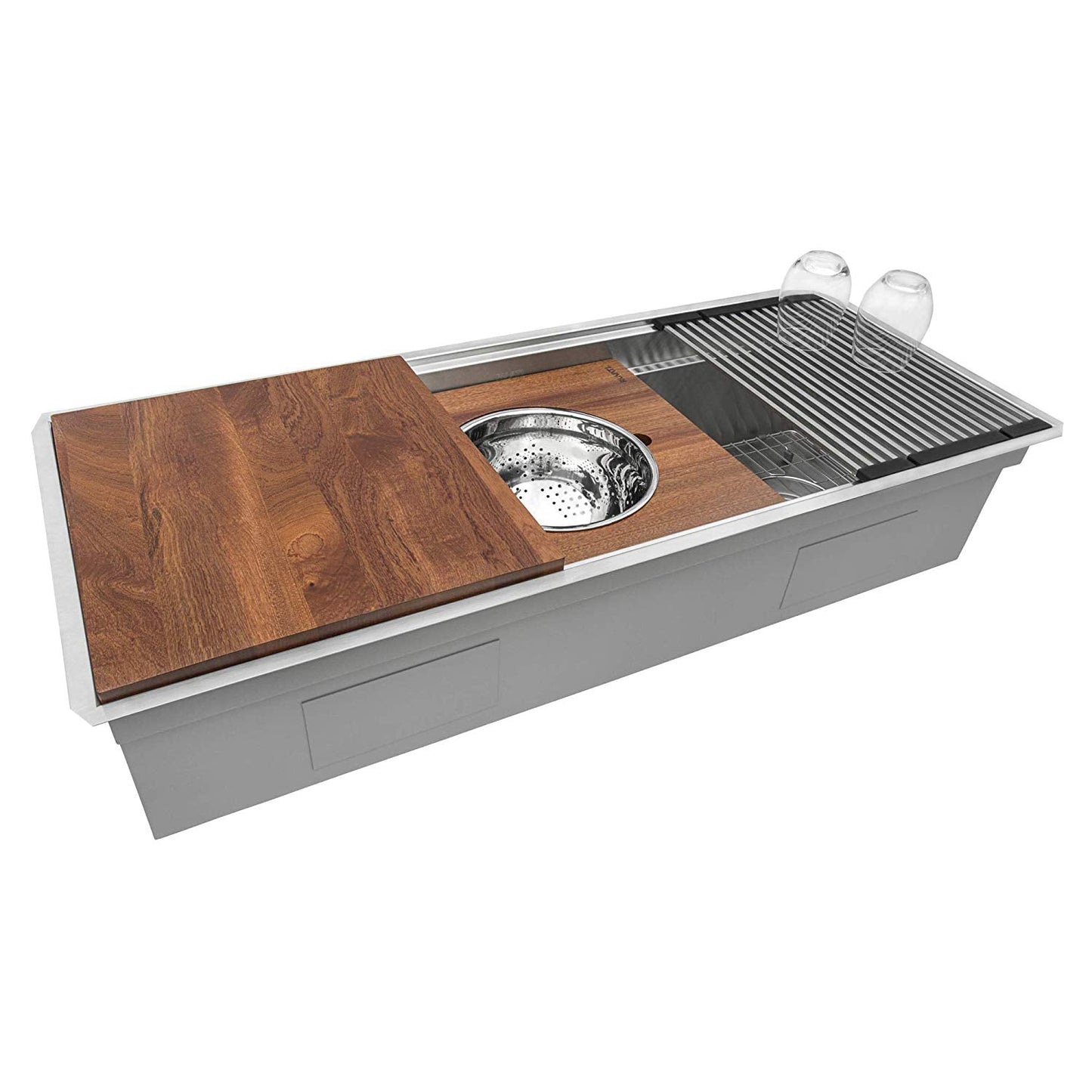 Ruvati 45-inch Workstation Two-Tiered Ledge Kitchen Sink Undermount 16 Gauge Stainless Steel - RVH8333