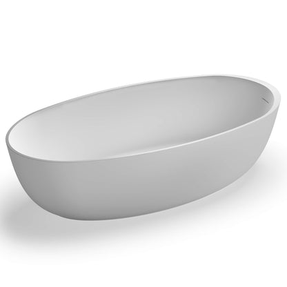 Ruvati Canali 66" Matte White epiStone SOval Freestanding Bath Tub - Product Detail Image